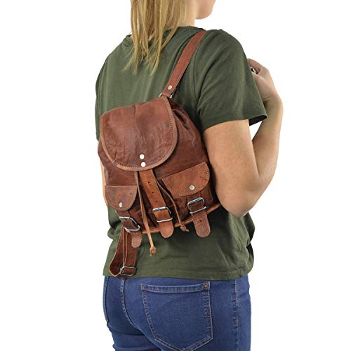 Gusti Bolso Mochila Cuero - Lena Mujer Vintage Bolsa de Viaje