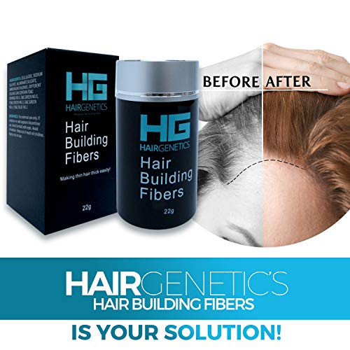 Hair Genetics® Fibras Capilares de Queratina para Cabello - Fórmula Avanzada Cero Picores de Calidad Profesional y Aspecto Natural para Hombres y Mujeres Dispensador 22 g (Castaño Oscuro)