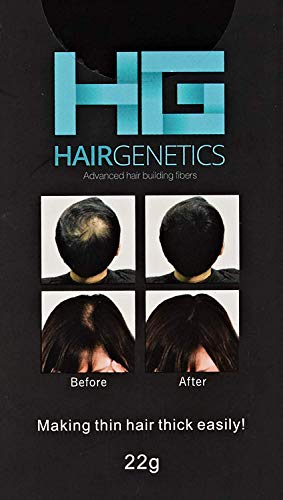 Hair Genetics® Fibras Capilares de Queratina para Cabello - Fórmula Avanzada Cero Picores de Calidad Profesional y Aspecto Natural para Hombres y Mujeres Dispensador 22 g (Castaño Oscuro)