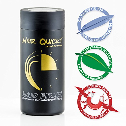 Hair Quicky® Premium Hair Fibers, fibras de pelo, construcción de pelo espesante de cabello, en caso de alopecia calvicie caída del pelo o cabello ralo, natural queratina | 28g | rubio oscuro