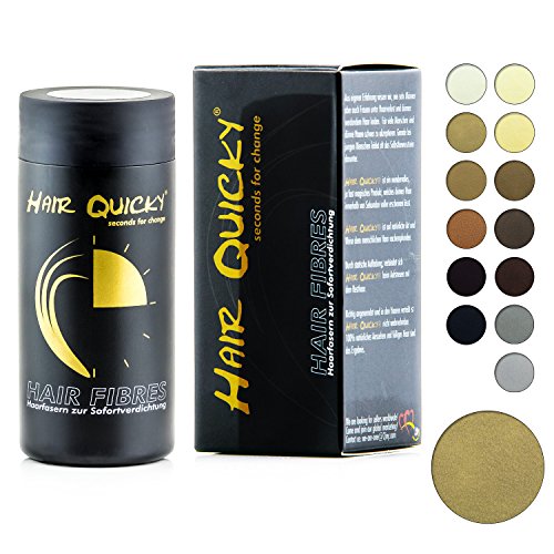 Hair Quicky® Premium Hair Fibers, fibras de pelo, construcción de pelo espesante de cabello, en caso de alopecia calvicie caída del pelo o cabello ralo, natural queratina | 28g | rubio oscuro