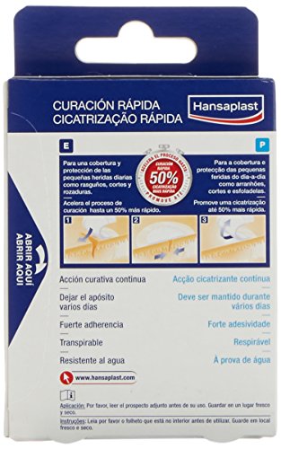 Hansaplast Apósito Cura Rápida, apósitos cicatrizantes para acelerar el proceso de curación, tiritas transpirables y resistentes al agua para curar heridas, 1 x 8 ud