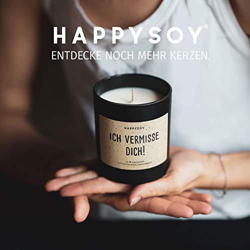 Happysoy Vermissen - Vela aromática en vaso con texto en alemán 100% natural, hecha a mano, regalo personal sostenible de la lejía – para mejor amiga – Ich vermisse Dich