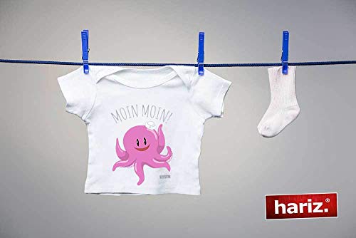 Hariz - Camiseta para bebé, diseño con texto en inglés "Moin Moin Krake dulce Animales de la jungla, incluye tarjeta de regalo de algodón de azúcar rosa 3-9 meses/60-69 cm