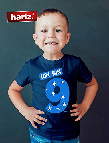 Hariz - Camiseta para niño con texto en inglés "Ich Bin Neun números", color azul azul marino 8 años