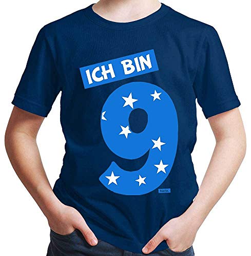 Hariz - Camiseta para niño con texto en inglés "Ich Bin Neun números", color azul azul marino 8 años