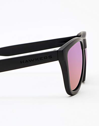 HAWKERS Gafas de Sol ONE Carbon Black, para Hombre y Mujer, con Montura Negra Mate y Degradada Fucsia con Efecto Espejo, Protección UV400