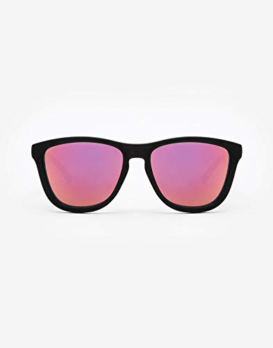 HAWKERS Gafas de Sol ONE Carbon Black, para Hombre y Mujer, con Montura Negra Mate y Degradada Fucsia con Efecto Espejo, Protección UV400