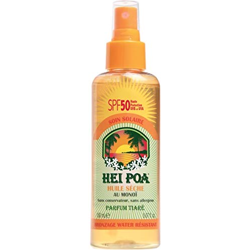 Hei Poa, Filtro solar corporal (Aceite Seco al Monoï, SPF 50) - 150 ml.