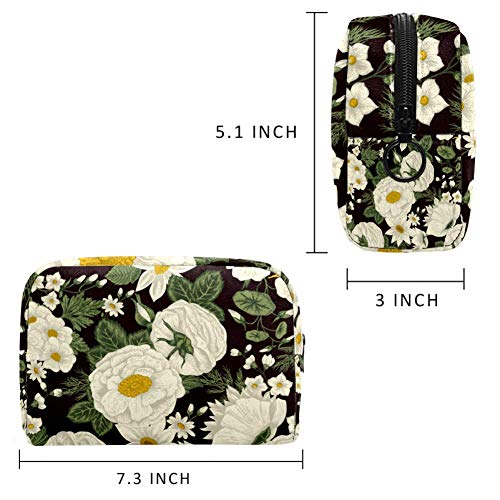 Hermosas flores Oxford tela maquillaje bolsa monedero monedero organizador multifuncional hecho a mano bolsa de tela para las mujeres