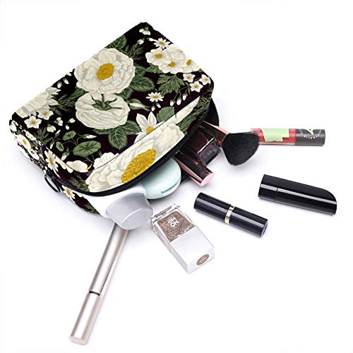 Hermosas flores Oxford tela maquillaje bolsa monedero monedero organizador multifuncional hecho a mano bolsa de tela para las mujeres