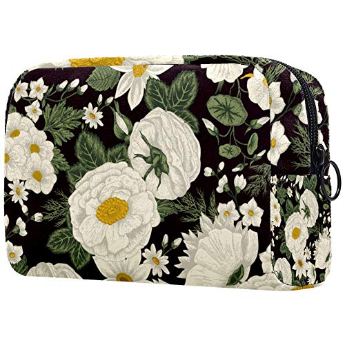 Hermosas flores Oxford tela maquillaje bolsa monedero monedero organizador multifuncional hecho a mano bolsa de tela para las mujeres