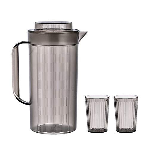 Hervidor Reutilizable Con Tapa, Material PS Grueso, Gran Capacidad Para El Hogar (2000 Ml), Botella De Agua Para Mesa De Centro Fácil De Limpiar (1 Hervidor + 2 Tazas De Agua)