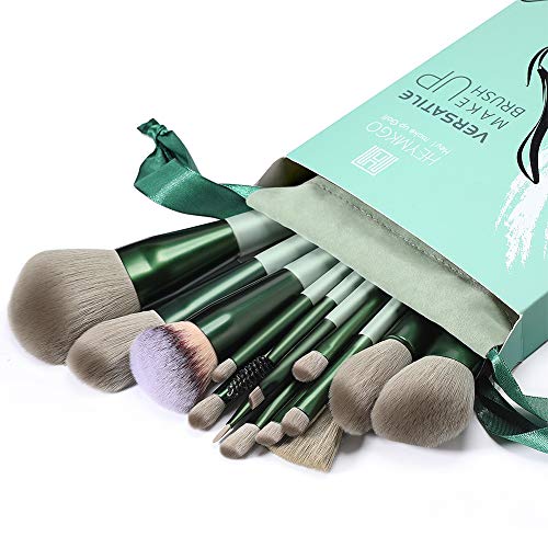 HEYMKGO - Juego de brochas Pinceles de maquillaje 15 piezas de cerdas sintéticas de primera calidad Mango cónico de color Kabuki Brocha para base de maquillaje Cara labios ojos juegos de maquillaje