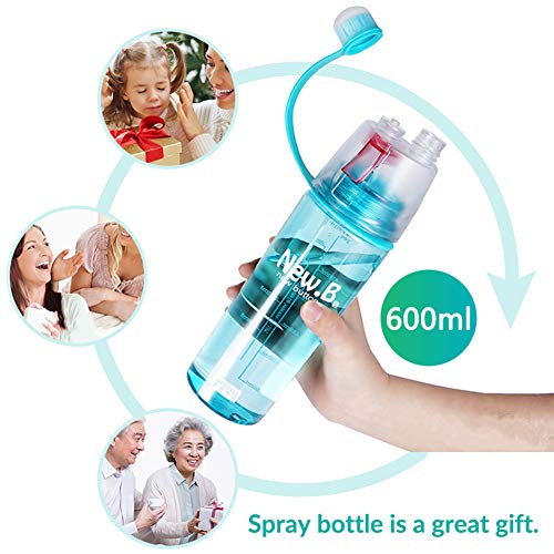 HKTOPONE Niño Rociar Botella de Agua Deporte en Aerosol para Beber Botella de Agua Ciclismo Sin BPA 600 ml para Gimnasio, Ciclismo Correr Escalada Senderismo y montañismo (Rosa)