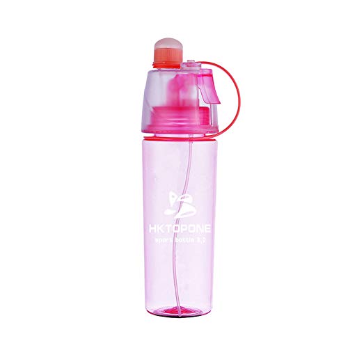 HKTOPONE Niño Rociar Botella de Agua Deporte en Aerosol para Beber Botella de Agua Ciclismo Sin BPA 600 ml para Gimnasio, Ciclismo Correr Escalada Senderismo y montañismo (Rosa)