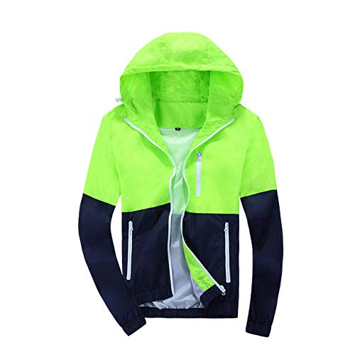 HNOSD - Chaqueta cortaviento con capucha para hombre, diseño casual y moderno para primavera u otoño, colección 2019 verde XXL