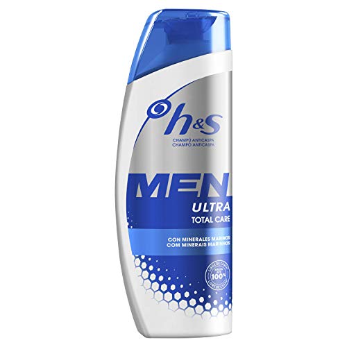 H&S Men Ultra Total Care Champú Anticaspa 225 ml, Para Un Cuero Cabelludo Ultralimpio, Con Minerales Marinos