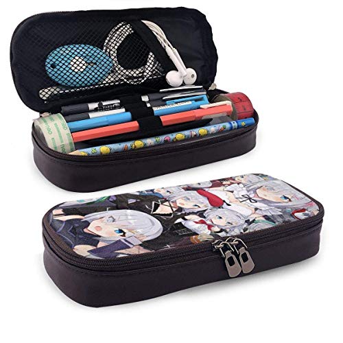 huatongxin Re Zero Clone PU Leather Estuche Makeup Pen Pouch Durable Students Stationery with Double Zipper Big Capacity Bag Holder Box Organizer for School/Office