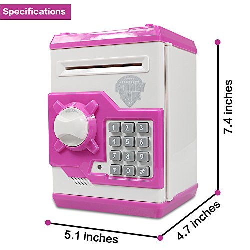 HUSAN Hucha electrónica para niños con código electrónico de cerditos, Mini cajero electrónico para Monedas ATM, Caja de Monedas, Juguete Divertido Regalo (Rosa)