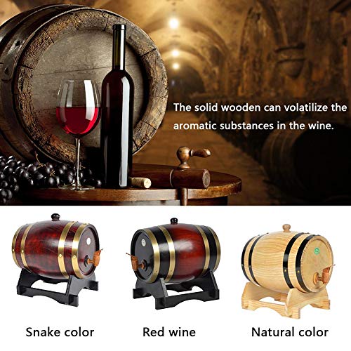 iBellete VWine Barrel - Dispensador de Barril de Vino de Madera de Roble para Cerveza y Whisky (1,5-3 L), Color Rojo Vino