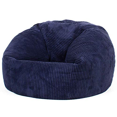 icon Alma Silla Puff Pera de Corderoy Grueso - 82cm x 70cm, Pufs Extra Grande (Azul Marino)