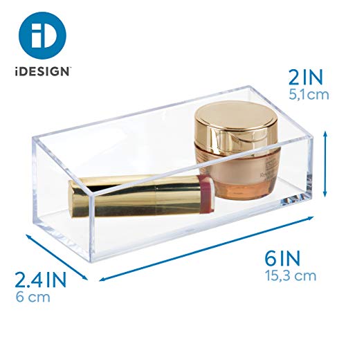 iDesign Organizador de maquillaje, organizador de cosméticos pequeño de plástico libre de BPA, caja para maquillaje, esmaltes de uñas y otros productos, transparente