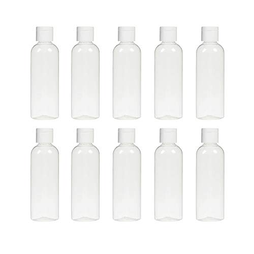 IETONE 10 Piezas Botellas Vacías de Plástico Transparente Tubos de Capacidad de 100 ml con Tapa Abatible Botellas Recargables de Viaje Portátiles Set para Viajes Aéreos, Aeropuerto, Vacaciones