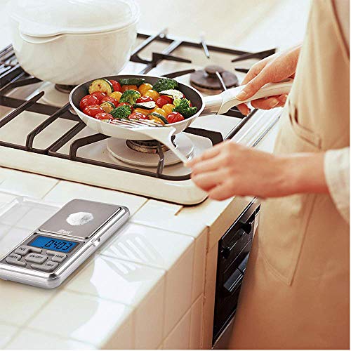 iitrust Básculas de Cocina, (500-0.01g) Balanzas de Comida pequeñas, Balanzas de joyería eléctricas,Pantalla LCD con retroiluminación, Acero Inoxidable, para Ingredientes, Joyería, Café