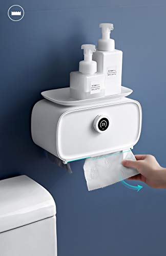 Impermeable higiénico rollo de papel titular, de pared-Punch libre de la caja del tejido facial sostenedor de la cubierta, multifunción baño estante de papel higiénico, rollo de papel higiénico dispen