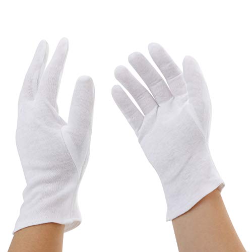 Incutex 5 pares de guantes de tela de algodón, blancos, talla: L