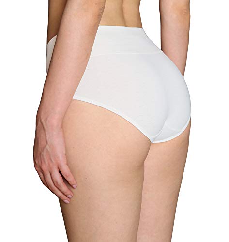 INNERSY Bragas Mujer de Algodón Ropa Interior de Cintura Alta Cómoda y Sexy Braguitas Pack de 5 (S-EU 38, 2Negro-1blanco-2gris)