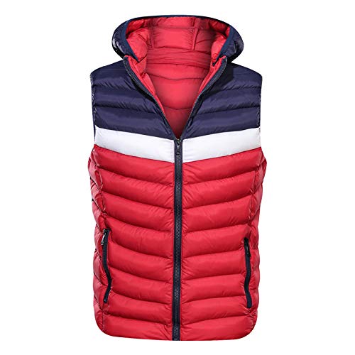 Invierno Chaleco，Chaleco De Plumón Azul Rojo Chaleco Con Estilo Para Hombre Espesar Más Cálido Chaleco Con Capucha Chaqueta De Invierno Casual Trabajo Deportivo Viajes Al Aire Libre Chaleco Acol