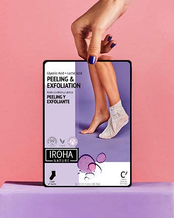 Iroha Nature - Calcetines Exfoliantes para Pies con Lavanda, 2 Calcetines para un uso | Calcetines Mascarilla Pies Exfoliación Progresiva