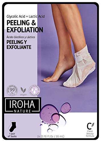 Iroha Nature - Calcetines Exfoliantes para Pies con Lavanda, 2 Calcetines para un uso | Calcetines Mascarilla Pies Exfoliación Progresiva