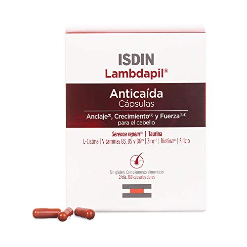 Isdin Lambdapil Cápsulas Anticaída del Cabello, Fortalece el Cabello y Ayuda a prevenir la Caída - 1 x 180 Cápsulas