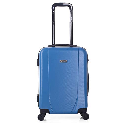 ITACA - Maleta Cabina de Viaje Rígida 4 Ruedas Trolley 55 cm ABS. Equipaje de Mano. Pequeña Práctica Cómoda y Ligera Low Cost Ryanair, Estudiante. 71150, Color Azul-Antracita