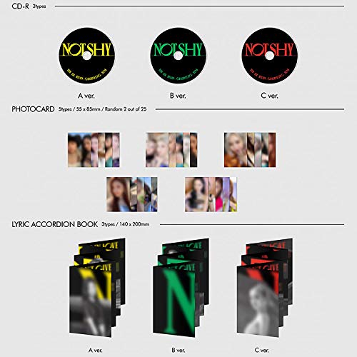 ITZY Album - NOT SHY [ A ver. ] CD + Photobook + Photocards + Lyric Accordion Book + TATTOO STICKER + POSTCARD SET + OFFICIAL POSTER + FREE GIFT