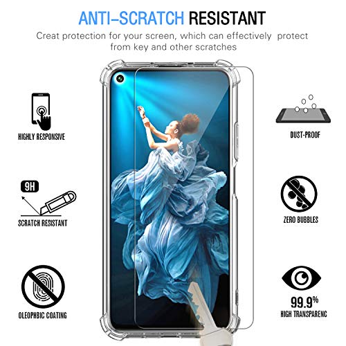 ivoler Funda para Huawei Nova 5T / Honor 20 / Honor 20S + [3 Unidades] Cristal Templado Protector de Pantalla, Fina Silicona Transparente TPU Carcasa Protector Airbag Anti-Choque Anti-arañazos Caso