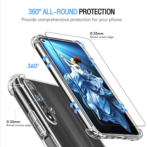 ivoler Funda para Huawei Nova 5T / Honor 20 / Honor 20S + [3 Unidades] Cristal Templado Protector de Pantalla, Fina Silicona Transparente TPU Carcasa Protector Airbag Anti-Choque Anti-arañazos Caso