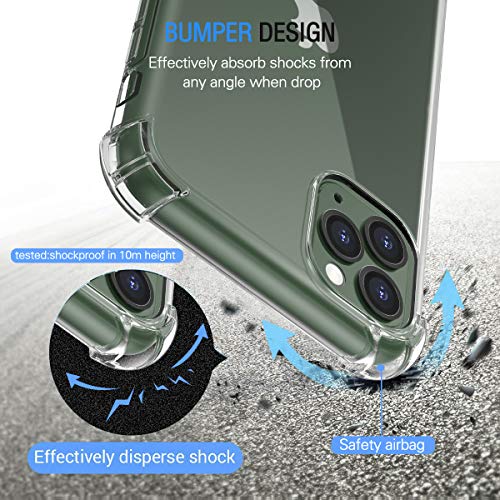 ivoler Funda para iPhone 11 Pro MAX 6.5 Pulgadas + [3 Unidades] Cristal Templado Protector de Pantalla, Ultra Fina Silicona Transparente TPU Carcasa Protector Airbag Anti-Choque Anti-arañazos Caso