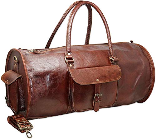 Jaald 60 Cm Bolso Bolsa Viaje Veliz Equipaje De Cuero Piel Grande Vintage para Cabina Fin Semana Gimnasio Deportes Carry-On Hombre Y Mujer