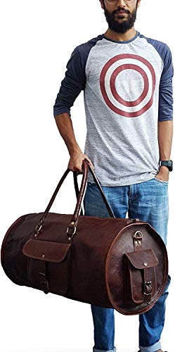 Jaald 60 Cm Bolso Bolsa Viaje Veliz Equipaje De Cuero Piel Grande Vintage para Cabina Fin Semana Gimnasio Deportes Carry-On Hombre Y Mujer