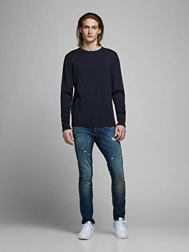 Jack & Jones Jjebasic Knit Crew Neck Noos suéter, Azul (Navy Blazer), Large para Hombre