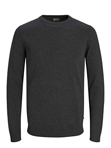 Jack & Jones Jjebasic Knit Crew Neck Noos suéter, Gris (Dark Grey Melange Dark Grey Melange), Large para Hombre