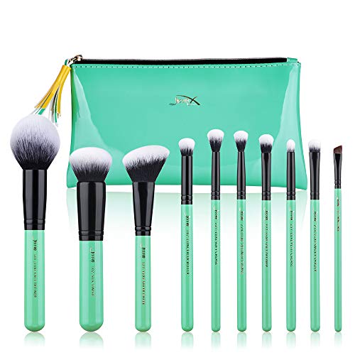 Jessup Pinceles de maquillaje Set de brochas para el rostro con base en polvo Kits cosméticos de cabello sintético 10 piezas (T278)