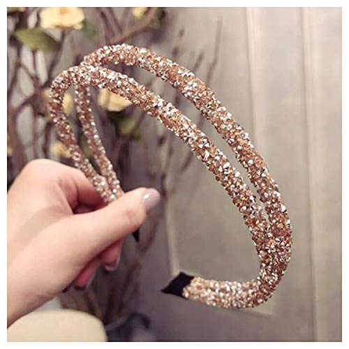 JIWEIER Brilloso Cristal de la Manera Suave Cinta de Cabeza for los Accesorios de Las Mujeres Rhinestone Beads Hairband del Bisel Simple Pelo de Las Muchachas Headwear Banda para la Cabeza