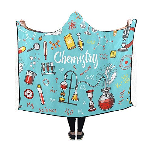 JOCHUAN Conjunto de Iconos de química de Manta con Capucha Elementos de Pizarra Fórmula Manta 60x50 Pulgadas Comfotable Throw Thrap Wrap