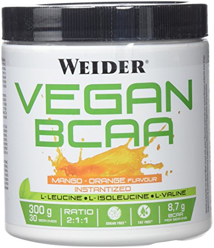 JOE WEIDER VICTORY Vegan BCAA 2:1:1 Mango-Naranja 100% vegano. 300 Gr. 8,7g de BCAA por dosis. Sin grasas, sin azúcares