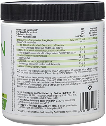 JOE WEIDER VICTORY Vegan BCAA 2:1:1 Mango-Naranja 100% vegano. 300 Gr. 8,7g de BCAA por dosis. Sin grasas, sin azúcares